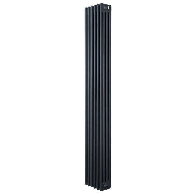 Traditionele 4-kolom radiator in antraciet grijs, 1800 x 290mm, met een strakke, verticale vorm en een gladde, matte afwerking