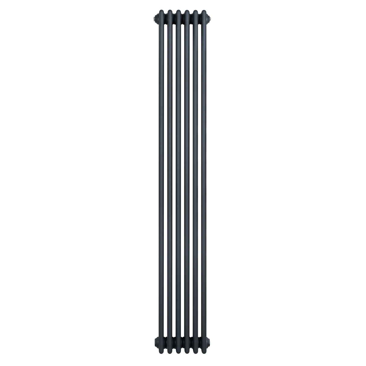 Traditionele 4-kolom radiator in antraciet grijs, 1800 x 290 mm, met een strakke, verticale vorm en een gladde, matte afwerking