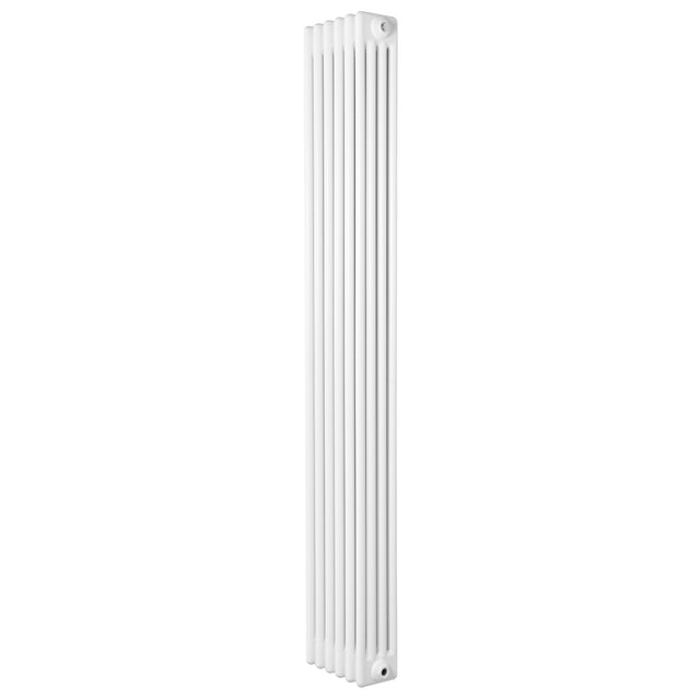 Traditionele witte 4-kolom radiator van 1800 x 290mm met een strakke, verticale vorm en een gladde, glanzende afwerking