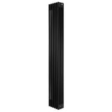 Traditionele zwarte 4-kolom radiator van 1800 x 290mm met een strakke, verticale vorm en een gladde, matte afwerking