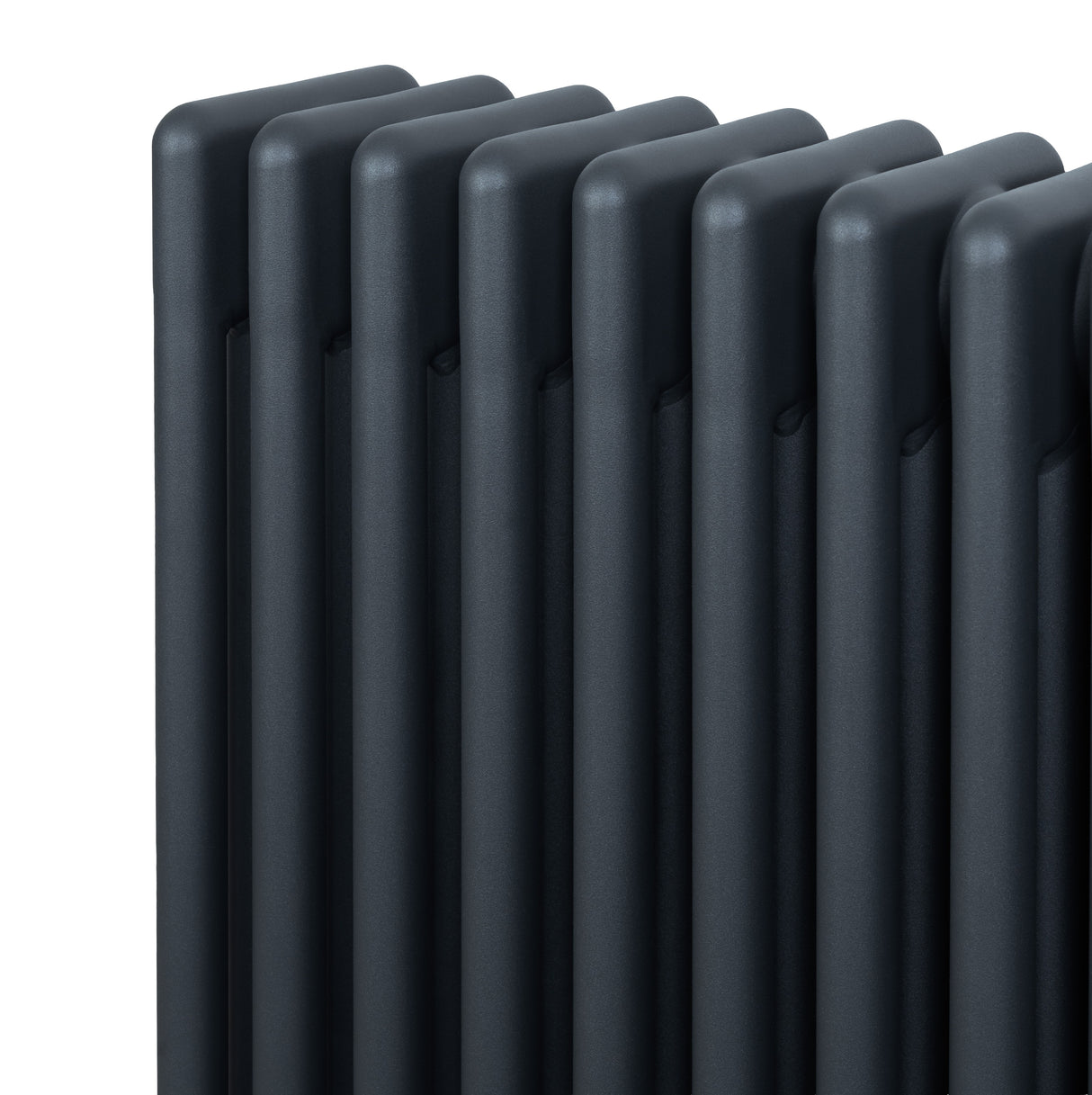 Traditionele 4-kolom radiator in antracietgrijs, 1800 x 380 mm, met een strakke, moderne afwerking en een robuuste, metalen structuur