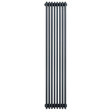 Traditionele 4-kolom radiator in antraciet grijs, 1800 x 380 mm, met een strakke, verticale vorm en een gladde, matte afwerking