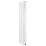 Traditionele witte 4-kolom radiator van 1800 x 380 mm met een strakke, verticale vorm en gladde, moderne afwerking