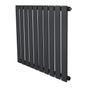 Design radiator met vlakke panelen in antraciet grijs, 1 kolom, 600 x 700mm, strak en modern ontwerp met een matte afwerking