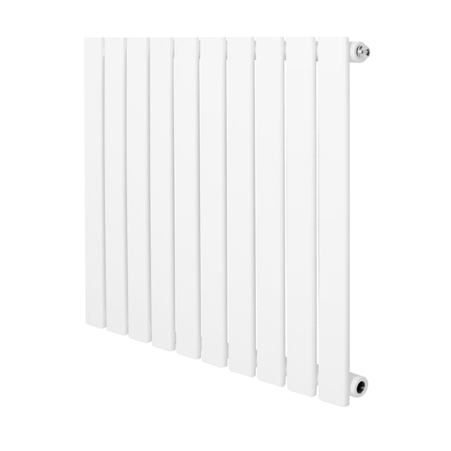 Witte design radiator met vlakke panelen, 1 kolom, afmetingen 600 x 700 mm, strak en modern ontwerp voor efficiënte verwarming