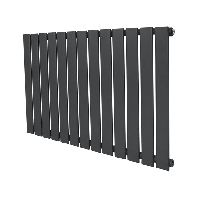 Design radiator met vlakke panelen in antraciet grijs, 1 kolom, 600 x 910mm, met een strakke, moderne uitstraling en matte afwerking