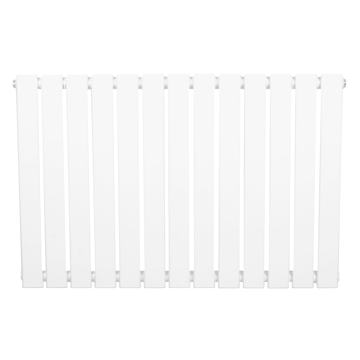 Witte design radiator met vlakke panelen en één kolom, afmetingen 600 x 910 mm, strak en modern uiterlijk voor elke ruimte