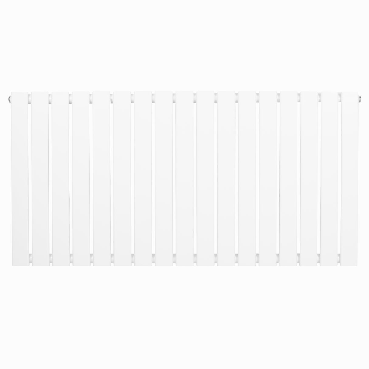 Witte design radiator met vlakke panelen en één kolom, afmetingen 600 x 1190 mm, strak en modern uiterlijk voor elke ruimte