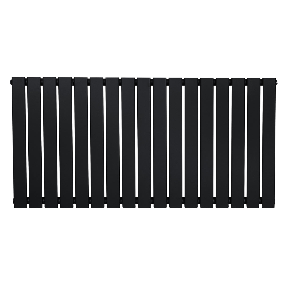 Zwart designradiator met vlakke panelen en één kolom, 600 x 1190 mm, strak en modern uiterlijk, geschikt voor elke ruimte