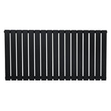 Zwart designradiator met vlakke panelen en één kolom, 600 x 1190 mm, strak en modern uiterlijk, geschikt voor elke ruimte