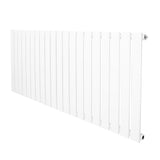 Witte design radiator met vlakke panelen en één kolom, afmetingen 600 x 1400 mm, strak en modern uiterlijk met gladde afwerking