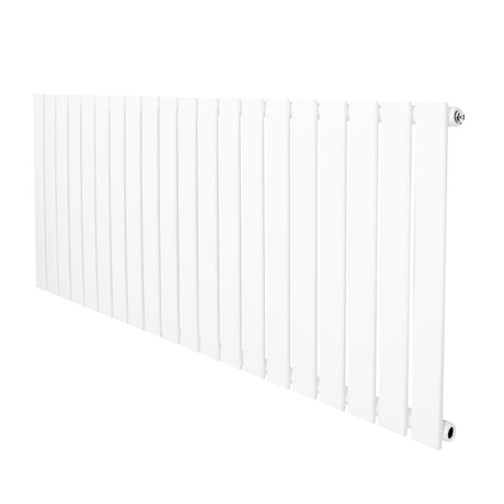 Witte design radiator met vlakke panelen en één kolom, afmetingen 600 x 1400 mm, strak en modern uiterlijk met gladde afwerking