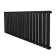 Zwarte design radiator met vlakke panelen en één kolom, 600 x 1400 mm, strak en modern ontwerp met een matte afwerking