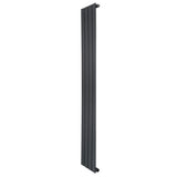Vlakke design radiator in antraciet grijs, 1 kolom, 1600 x 280mm, met een strakke, moderne uitstraling en gladde afwerking