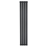 Antraciet grijze design radiator met vlakke panelen en één kolom, 1600 x 280 mm, strak en modern ontwerp voor elke ruimte