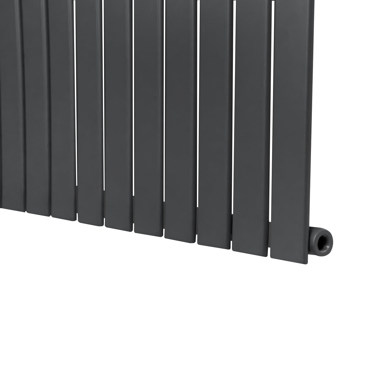 Vlakke design radiator met antraciet grijze panelen, 1 kolom, 1600 x 280mm, moderne uitstraling en strakke lijnen