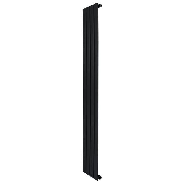 Zwarte designradiator met vlakke panelen, 1 kolom, afmetingen 1600 x 280 mm, strak en modern ontwerp, ideaal voor elke ruimte