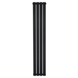 Zwarte designradiator met vlakke panelen, 1 kolom, afmetingen 1600 x 280 mm, strak en modern ontwerp voor elke ruimte