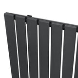Vlakke design radiator met antraciet grijze panelen, 1 kolom, 1600 x 420mm, strakke lijnen en moderne uitstraling