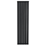 Zwart design radiator met vlakke panelen, 1 kolom, 1600 x 420mm, strak en modern ontwerp voor stijlvolle verwarming in elke ruimte