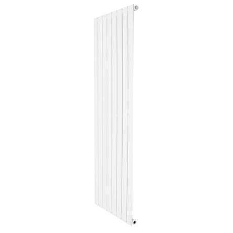 Strakke, witte designradiator met vlakke panelen en één kolom, afmetingen 1600 x 560 mm, ideaal voor moderne interieurs