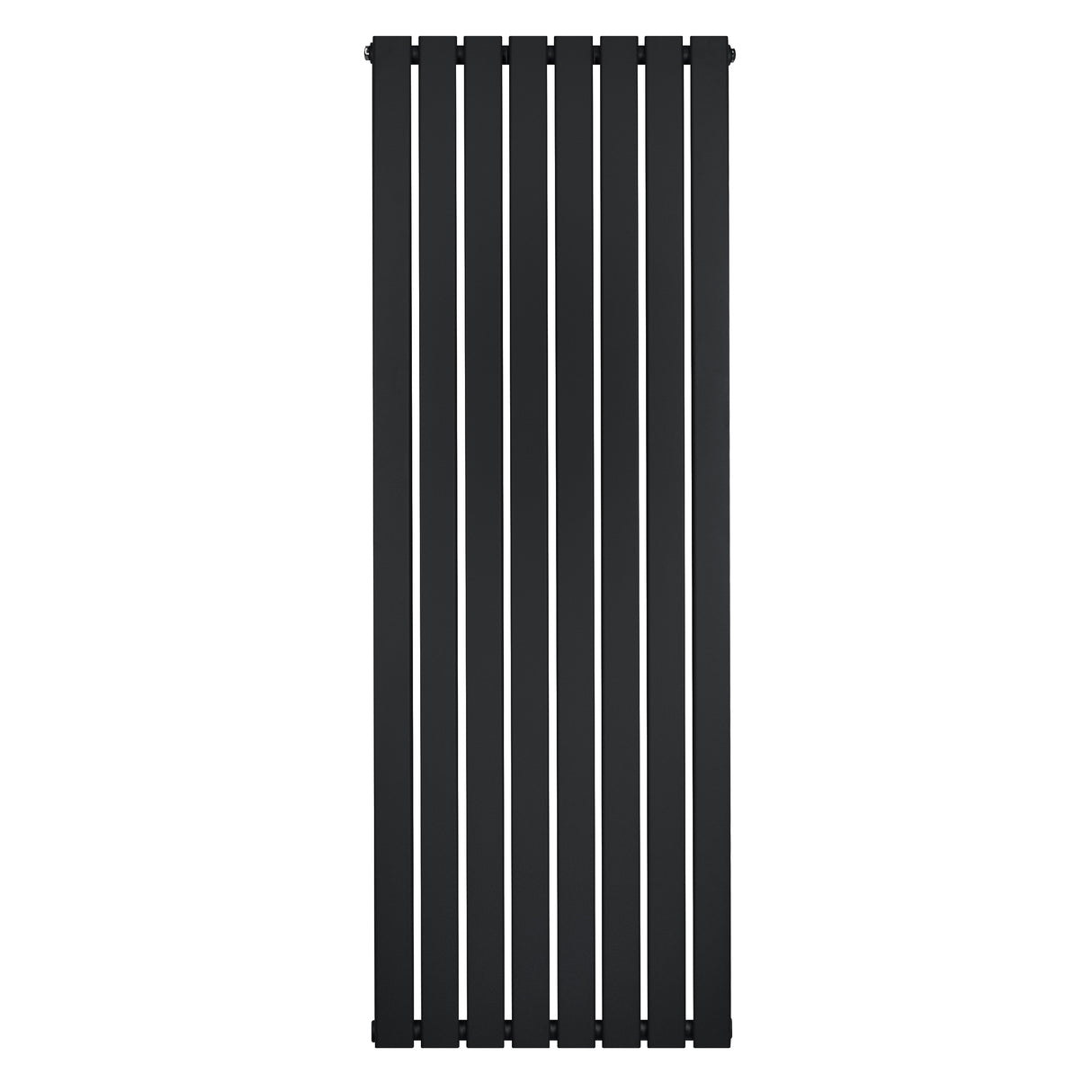 Zwarte designradiator met vlakke panelen en een slank, modern ontwerp, afmetingen 1600 x 560 mm, ideaal voor elke ruimte