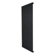 Zwarte designradiator met vlakke panelen, 1 kolom, afmetingen 1600 x 700 mm, strak en modern ontwerp voor elke ruimte