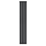 Zwarte designradiator met vlakke panelen, 1 kolom, afmetingen 1800 x 280 mm, strak en modern ontwerp voor elke ruimte