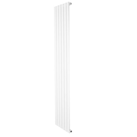 Strakke, witte designradiator met vlakke panelen en één kolom, afmetingen 1800 x 420 mm, ideaal voor moderne interieurs