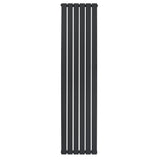 Zwart designradiator met vlakke panelen en één kolom, 1800 x 420 mm, met een strakke en moderne uitstraling voor elke ruimte