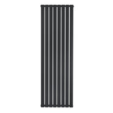 Zwarte designradiator met vlakke panelen en één kolom, 1800 x 560 mm, strak en modern ontwerp, geschikt voor elke ruimte
