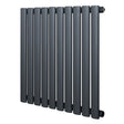 Ovale design radiator in antraciet grijs, 1 kolom, met een strakke, moderne uitstraling en een afmeting van 600 mm x 600 mm