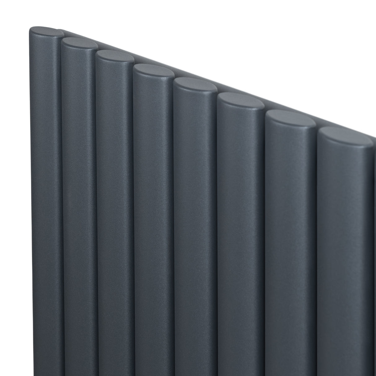 Ovale design radiator met één kolom, antraciet grijs, 600 mm x 600 mm, met een moderne, strakke afwerking en ronde vormen