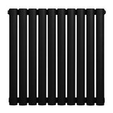 Ovale zwarte designradiator met één kolom, 600 mm x 600 mm, met een gladde, matte afwerking en moderne, strakke lijnen