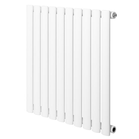 Ovale design radiator met één kolom, 600 mm x 600 mm, strak wit met een moderne afwerking en gladde textuur voor een eigentijdse uitstraling