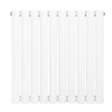 Ovale design radiator met één kolom, 600 mm x 600 mm, strak wit met een gladde afwerking en moderne uitstraling