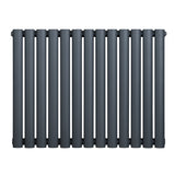 Ovale design radiator met één kolom in antracietgrijs, 600 mm x 780 mm, met een strakke, moderne uitstraling en gladde afwerking