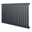 Ovale design radiator in antraciet grijs, 1 kolom, 600 mm x 1020 mm, met een strakke, moderne uitstraling en matte afwerking