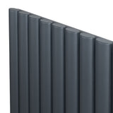 Ovale design radiator met één kolom in antraciet grijs, 600 mm x 1020 mm, met een strakke, moderne afwerking en gladde textuur