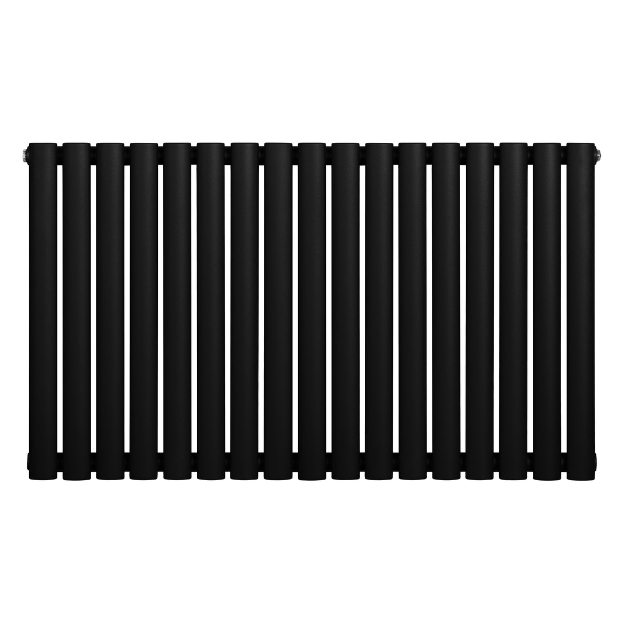 Ovale design radiator met één kolom, 600 mm x 1020 mm, strak zwart met een gladde afwerking en moderne uitstraling