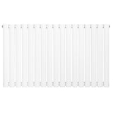 Ovale witte designradiator met één kolom, 600 mm hoog en 1020 mm breed, met een gladde, moderne afwerking en rechte lijnen