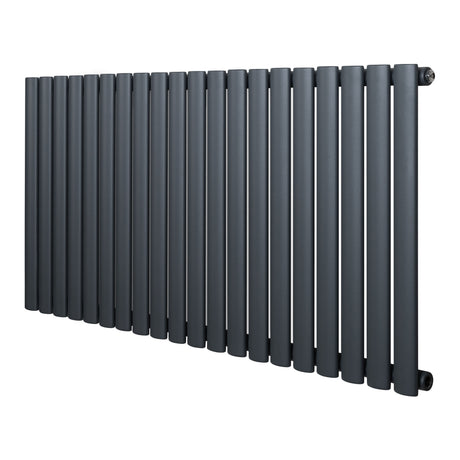 Ovale design radiator in antraciet grijs, 1 kolom, 600 mm x 1200 mm, met een moderne, strakke uitstraling en gladde afwerking