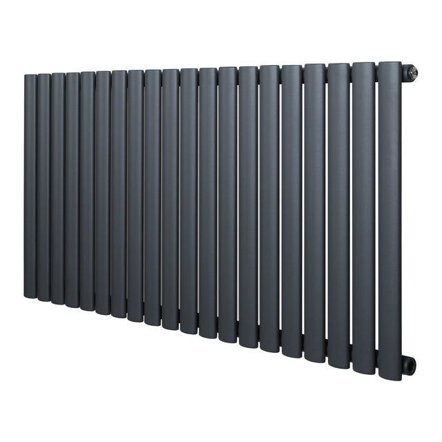 Ovale design radiator in antraciet grijs, 1 kolom, 600 mm x 1200 mm, met een moderne, strakke uitstraling en gladde afwerking