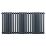 Ovale design radiator met één kolom in antracietgrijs, 600 mm x 1200 mm, met een strakke, moderne uitstraling en gladde afwerking