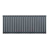 Ovale design radiator met één kolom in antraciet grijs, 600 mm hoog en 1440 mm breed, met een strakke, moderne uitstraling