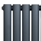 Ovale design radiator met één kolom in antracietgrijs, 600 mm x 1440 mm, met een moderne, strakke afwerking en matte textuur