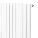 Ovale design radiator met één kolom, 600 mm x 1440 mm, strak wit met een gladde afwerking en moderne uitstraling