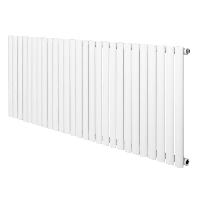 Ovale design radiator met één kolom, 600 mm x 1620 mm, strak en modern in wit, met een gladde, matte afwerking en rechte lijnen