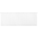 Ovale witte design radiator met één kolom, 600 mm hoog en 1620 mm breed, met een strakke, moderne uitstraling en gladde afwerking