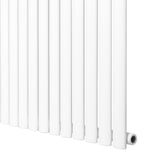 Ovale design radiator met één kolom, 600 mm x 1620 mm, strak en modern in glanzend wit met een gladde afwerking